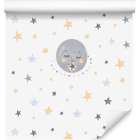 Carta da parati con stelle e lune per soggiorno e camera da letto, 50x1000 cm (1/5)
