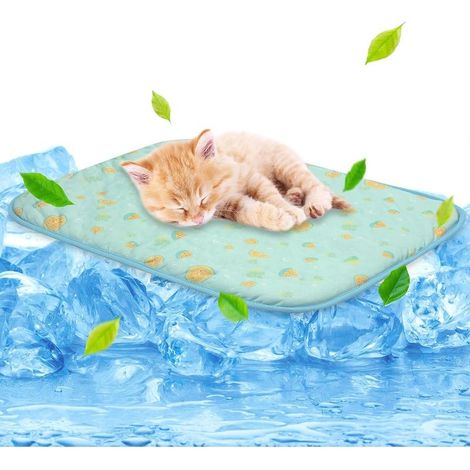 Tapis rafraîchissant pour animaux de compagnie - 50 x 40 cm pour chiens et chats - Couverture rafraîchissante portable et lavable (fruits verts) (1/4)