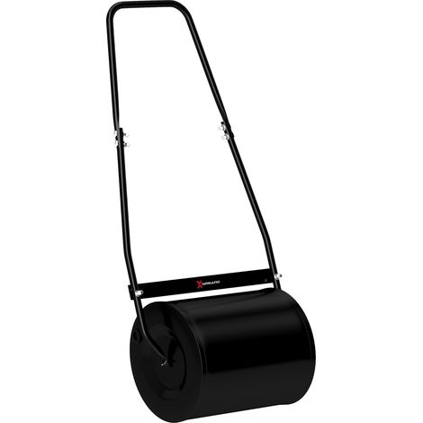 Rouleau à gazon jardin acier, poignée, dim. 47L x 32l x 105H cm, lestage max. 30 L, noir (1/5)