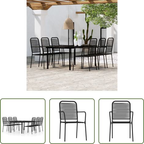 Table de jardin - Ensemble à manger de jardin 7 pcs Noir (1/5)
