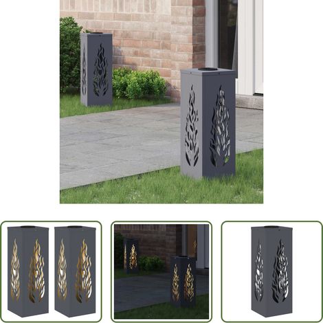 Wegeleuchten - Solar LED Weg Licht 2 pcs Anthrazit Kalt gewalzter Stahl (1/5)