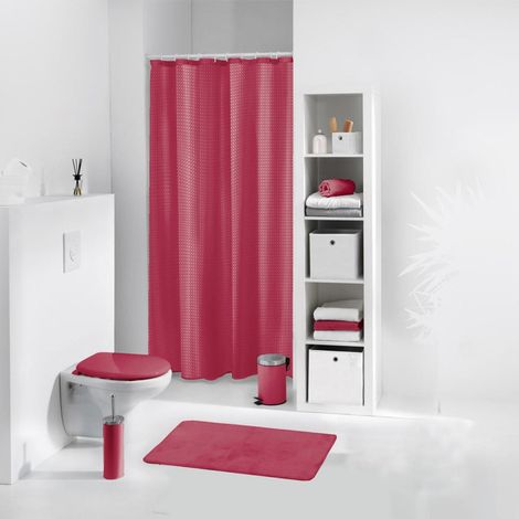 Rideau de Douche "Quartz" 180x200cm Framboise (1/4)