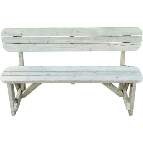 Victoria Rounded Garden Fence Bench with Back-rest (3ft, Natural finish) (1/4)
