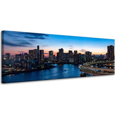 Leinwanddruck Architektur Regenbogen Tokio 120x40