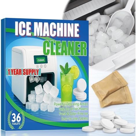 Nettoyant pour machine à glaçons, 36 tablettes de nettoyage pour machine à glace, élimine les dépôts de calcaire et minéraux tenaces, pour machines à glace, prolonge la durée de vie (1/5)