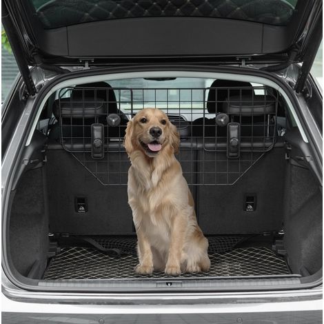 Grille de séparation pour chien 90-120x40,5 cm en métal noir, facile à monter pour coffre FloraGrace (1/5)