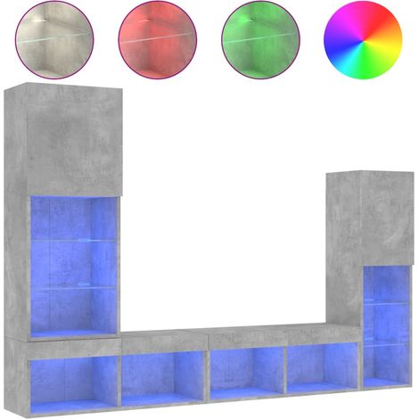 Maison Exclusive - 4-tlg. Wohnwand mit LED-Beleuchtung Betongrau (1/5)