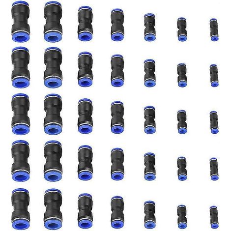 35 raccords rapides pneumatiques droits pour tubes de diamètre extérieur 4/6/8/10/12/14/16 mm (1/5)