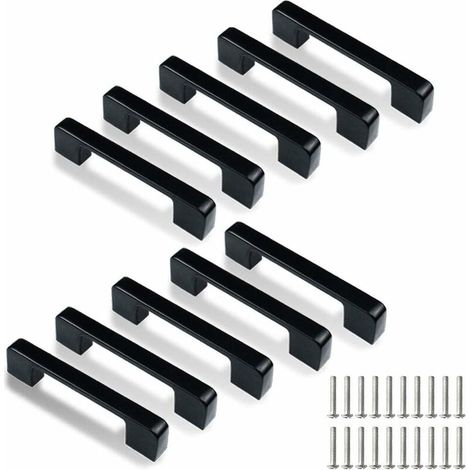 Crediri 10 Stück schwarze Möbelgriffe, 96 mm Möbelgriffe, Möbelgriff, Edelstahl-Küchenschrankgriffe, Schrankgriffe, schwarze Griffe, schwarze Schrankgriffe (1/5)