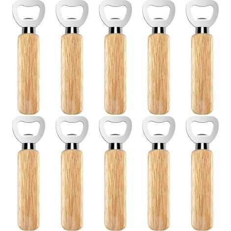 Beer Bottle Opener 10 Pieces Bottle Opener Personalized Bottle Opener with Wooden Handle Portable Gift for bar, home, kitchen, men (1/5)
