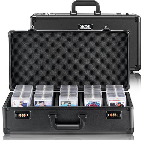 VEVOR Boite de rangement pour cartes gradees, 5 emplacements, etui de transport pour cartes de sport gradees, separateurs mousse, verrou a code, pour 162 PSA, 115 BGS, 130 SGC cartes, 585 top loaders (1/5)