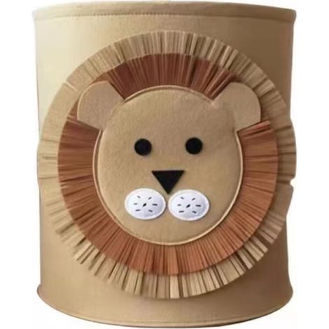 Panier à jouets Lion – Feutre marron – Rangement ludique – 35 x 35 x 35 cm (1/5)