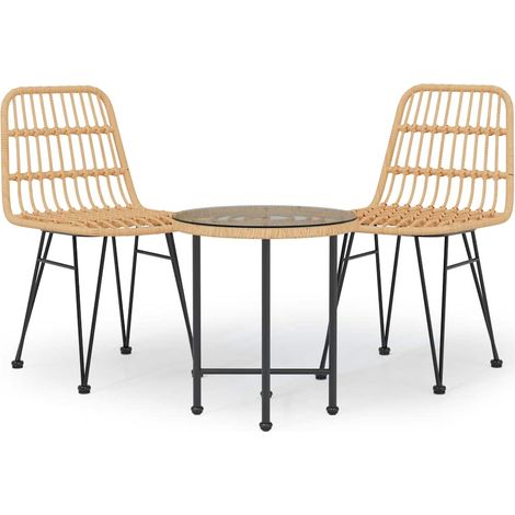 Maison Exclusive - 3-tlg. Garten-Essgruppe Poly Rattan (1/5)
