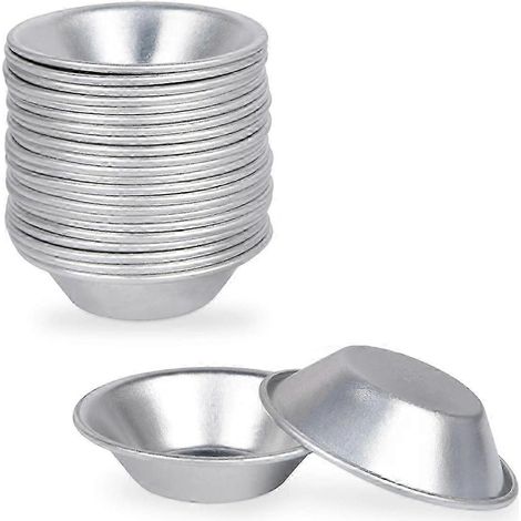 Lot de 25 moules à tartelettes aux œufs, ronds, réutilisables et antiadhésifs (aluminium) (1/5)