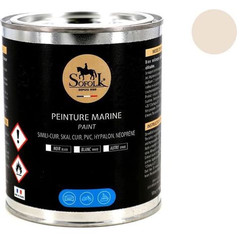 Peinture pour simili-cuir - SOFOLK - 500 ml - Blanc cassé crème - Anti-UV - Haute élasticité (1/4)