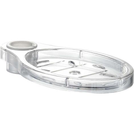 Porte-savon ovale de douche transparent, porte-savon réglable en hauteur.-17.00X9.50X2.50CM