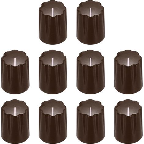 10 Stück Kunststoff-Gitarrenknöpfe, 6,4 mm x 12,6 mm x 15,5 mm, Audio-Knöpfe, Drehknöpfe, Potentiometer, für E-Gitarren-Bass, braun
