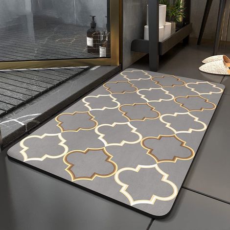 Tapis De Sol En Terre Diatomée - Absorption Rapide De L Eau - Antidérapant - Pour Salle De Bain Et Entrée - 40 X 60 Cm (1/2)