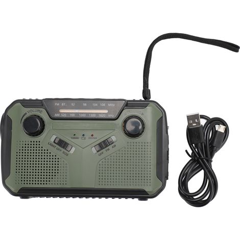 Radio de Emergencia Solar con Manivela, Batería 2500mAh, Luz LED y Alarma – Ideal para Camping y Exteriores (1/5)