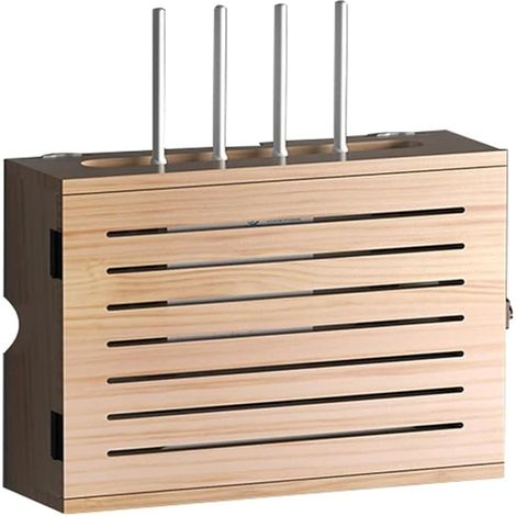 Storage Box for WiFi Router Cables Organizer Wall Storage Shelf for Router Cable Boxes Remote Controls DVD Players Decoder Box Brown (1/5)