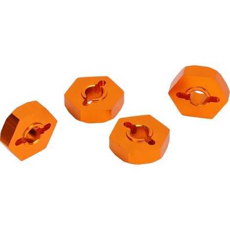 4 Pièces Moyeux de Roue Hexagonaux 12mm en Alliage d'Aluminium avec Goupilles pour Axe, Compatibles TRAXXAS 1/16, Pièces de Rechange RC Dorées (1/5)