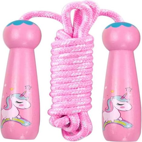 Corde à sauter pour enfants, corde à sauter avec poignée en bois de 2,5 mètres, idéale pour Noël, un anniversaire ou la Journée des enfants (1/5)