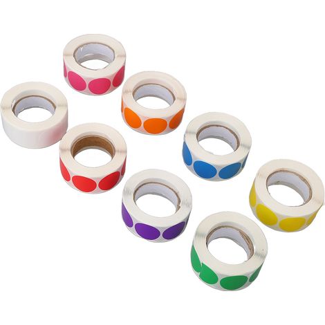 8 rouleaux d'étiquettes autocollantes rondes à pois pour coffrets cadeaux de parfum, étiquettes cadeaux rondes et colorées (1/5)
