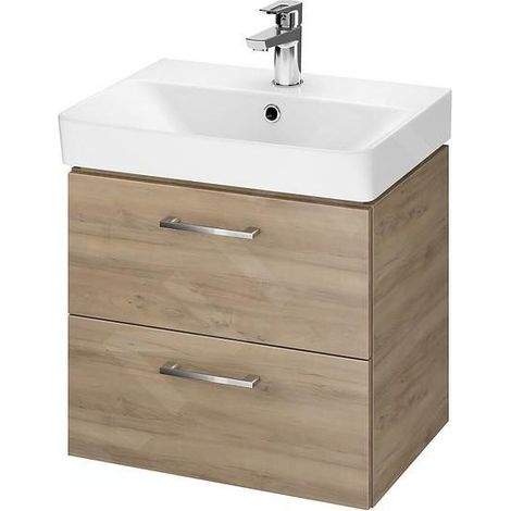 Cersanit Lara - Meuble avec lavabo, 46x49x35 cm, 2 tiroirs, noyer S801-322-DSM (1/3)