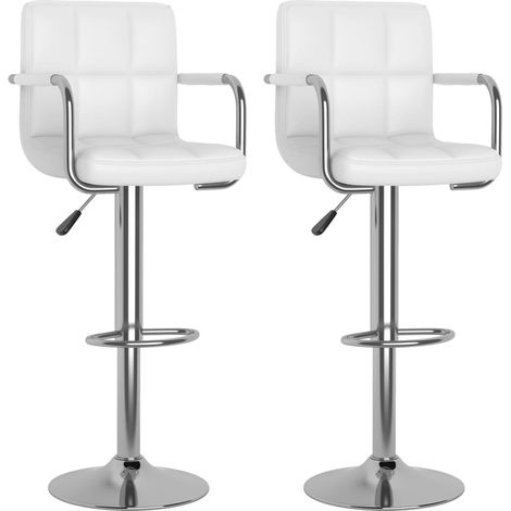 vidaXL Bar Stools 2 pcs White Faux Leather