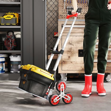 Faltbarer Treppensteiger-Trolley, 6-Rad-System, trägt 70 kg, Aluminium, Rot