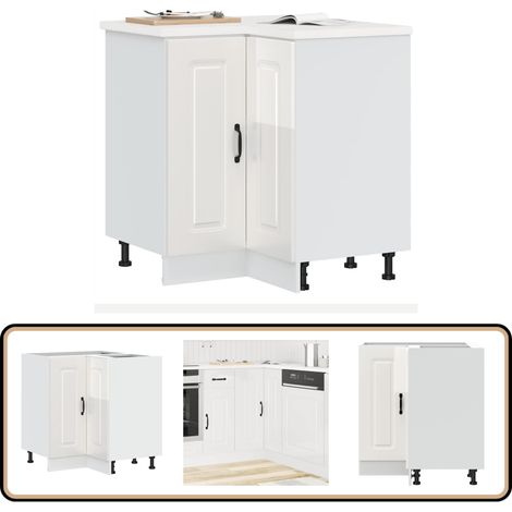 vidaXL Küchen-Eckunterschrank Kalmar Hochglanz-Weiß Holzwerkstoff (1/5)