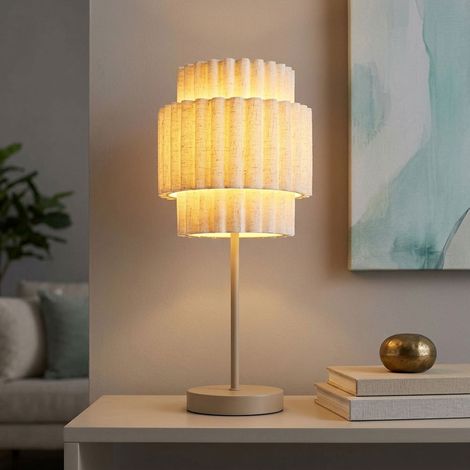 Lampada da tavolo, lampada da salotto, interruttore, sabbia, metallo, tessuto, H 45 cm (1/5)