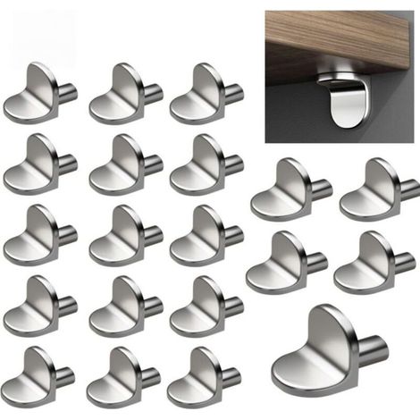 Il supporto di Scaffale Armadio, 50 pezzi, 5 mm, L, spille, mensole, ripiani, Scaffale in metallo Supporti per mobili, librerie, armadi di cucina (argento) (1/5)