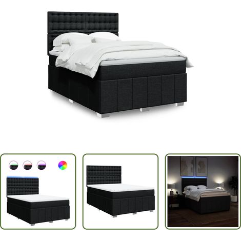 Matelas à ressorts ensachés - Sommier à lattes de lit avec matelas Noir 160x200 cm Tissu (1/5)