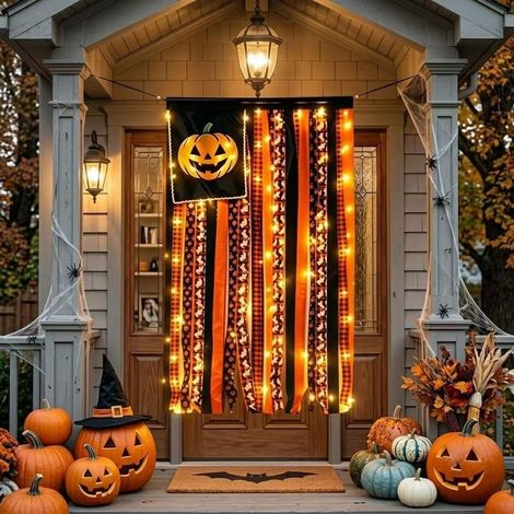 Bestseller: Neue Halloween-Quasten-Hängegirlande aus Baumwolle mit Lichterkette
