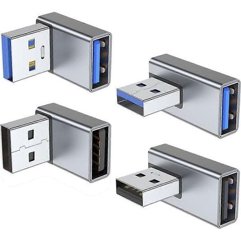 Lot de 4 adaptateurs USB 3.0, coudés (haut/bas), convertisseurs USB mâle vers femelle. (1/5)
