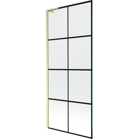 Paroi de baignoire Mexen Next L, 1 volet, 80 x 150 cm, motif noir, or brossé - 895-080-000-03-77-55 (1/5)