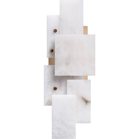 Applique murale en albâtre esprit art déco - blanc albâtre et doré (1/4)