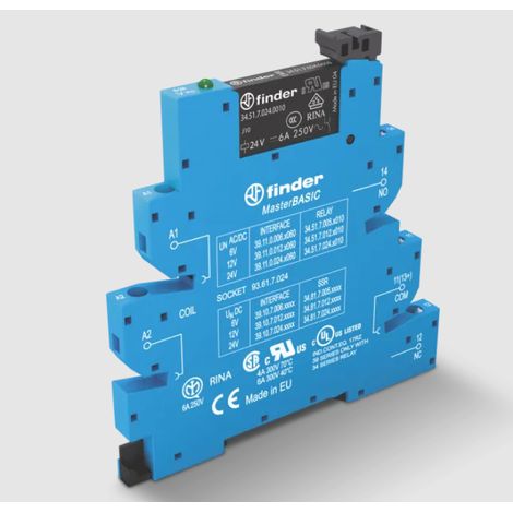 Interfaccia modulare a relé 1 scambio 6A 24V ac/dc Finder 391100240060