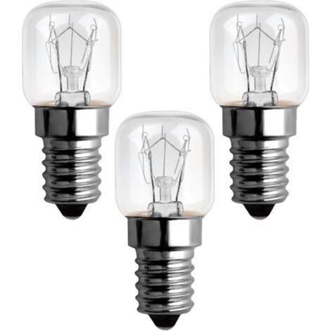 Lot de 3 ampoules  25 W E14 Petit culot à vis Pygmy pour micro-ondes/four 300° C