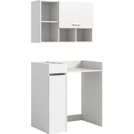 Free Waschmaschinenschrank 1 Klappentür, 1 Schublade, 9 Regale Weiß.