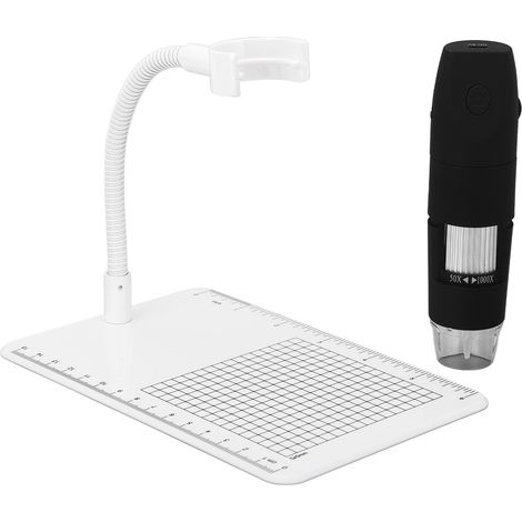 Microscope numérique HD 1080p 2 MP avec Wi-Fi, finition noire givrée, 8 LED, grossissement 50-1000x, résolution 1920 x 1080p, 2 MP. Grossissement : 50-1000x. (1/5)
