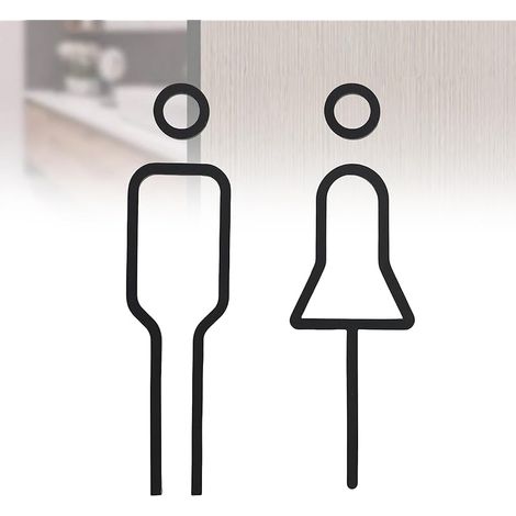 Plaque de toilette, pour homme et femme, autocollante, en acrylique, découpe laser, élégante et simple, pour hôtels, centres commerciaux, cafés (18 x 5,7 cm/4,6 cm) (1/5)