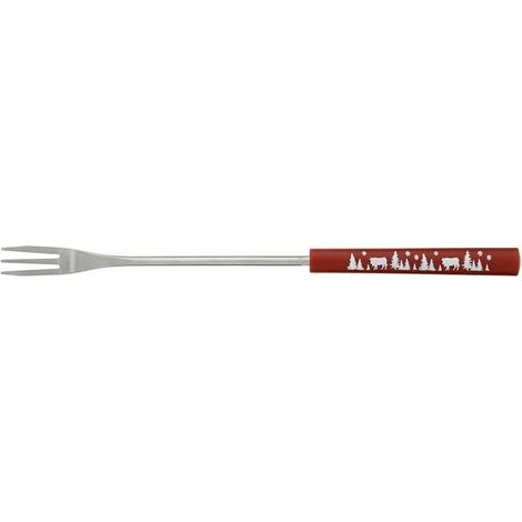 Fondue-Set Rot Edelstahl mit sechs Gabeln