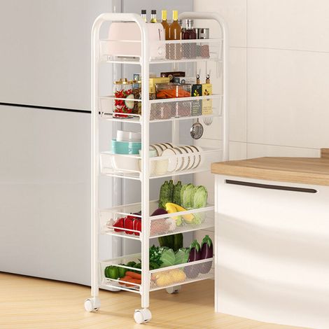 Chariot de rangement à 5 niveaux - Pour la cuisine, la salle de bain, les cosmétiques, le bureau - Noir (1/5)