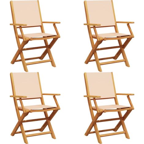 Maison Exclusive - Gartenstühle 4 Stk. Klappbar Beige Stoff und M