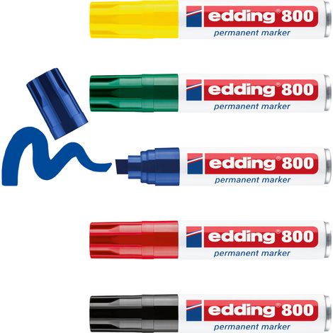 Edding - Set de 5 Marqueurs permanents Edding 800 XL noir - pointe extra large - pour marquer et écrire sur presque tous les matériaux