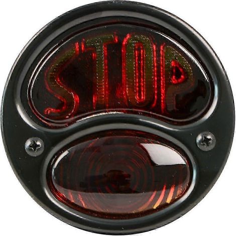 Zubehör KA0022 Schwarze 12V Doppellampen-Rückleuchte für Ford Modell A mit bernsteinfarbenem „STOP“-Schriftzug auf roter Glaslinse (schwarz) (1 Stück) Edition 0621