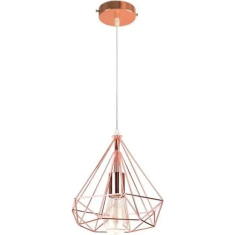 Lustre Suspension industrielle 25cm, Lampe de Plafond Abat-Jour, E27 Or rose (1/4)