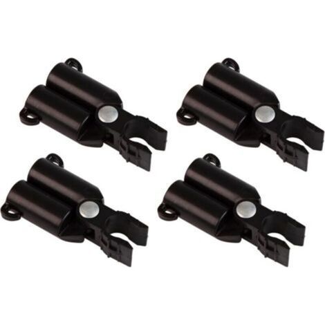 Connecteurs de Tuteurs pour portique en V. Charnière pour Treillis. Support pour Tuteurs de Plantes. Connecteur de Barre Clips. Ø16mm. 4 pièces. Noir